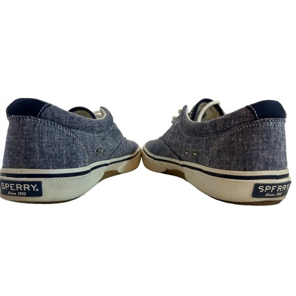 Sperry Mens Canvas Sneakers Size 9 Blue Denim Casual Lace-Up Shoes - Picture 4 of 5